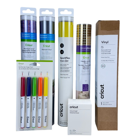 Cricut Set Premium Vinyl Permanent SportFlex Iron-On Removable Pens Metallic Mat - Picture 2 of 10